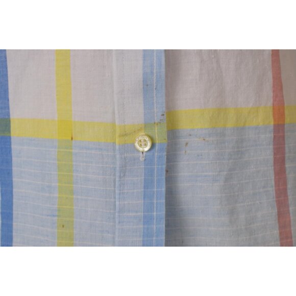 Vintage 80s Plaid Long-Sleeves Cotton Pastel Button-up‎ Blouse - Picture 4 of 10